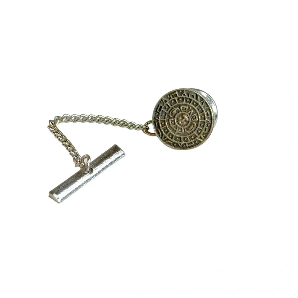 Vintage Mexico 925 Sterling Silver Aztec Mayan Small Tie Tack